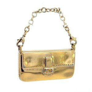 FENDI Gold Tone Metal Baguette Bag Charm with COA